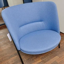 Tecta Loungesessel|Loungesessel DS70 Stoff Dama 75 Mittelblau Blau Gestell Schwarz Pulverbeschichtet Mit Kissen Und Hocker
