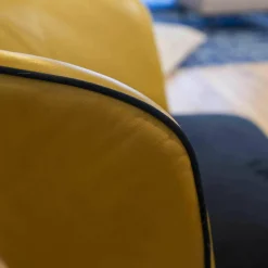 KFF Loungesessel|Loungesessel Gaia Casual Lounge Schwarzer Velour Leder Gelb