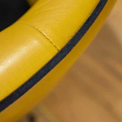 KFF Loungesessel|Loungesessel Gaia Casual Lounge Schwarzer Velour Leder Gelb