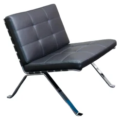 Girsberger Loungesessel|Loungesessel Leder Schwarz Gestell Chrom