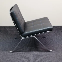 Girsberger Loungesessel|Loungesessel Leder Schwarz Gestell Chrom
