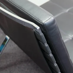 Girsberger Loungesessel|Loungesessel Leder Schwarz Gestell Chrom