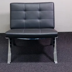 Girsberger Loungesessel|Loungesessel Leder Schwarz Gestell Chrom