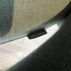 Fritz Hansen Loungesessel|Loungesessel Let Stoff Christianshavn 1161 Dunkelgrün Gestell Metall Chrom