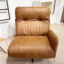 Contur Loungesessel|Loungesessel Lovere Naturleder Nevada Whiskey Braun Sternfuß Metall Schwarz Beschichtet