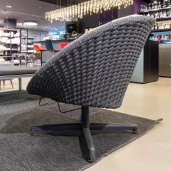 Cane Line Loungesessel|Loungesessel Peacock Soft Rope Geflecht Dark Grey Grau Gestell Aluminium Dark Grey Grau Drehbar Inklusive Kissensatz Light Grey Grau