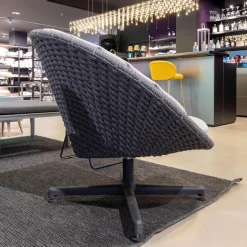 Cane Line Loungesessel|Loungesessel Peacock Soft Rope Geflecht Dark Grey Grau Gestell Aluminium Dark Grey Grau Drehbar Inklusive Kissensatz Light Grey Grau