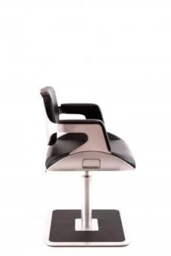 Interstuhl Bürostühle|Loungesessel 810S Silver Leder Premium Schwarz Gestell Metall Gebürstet