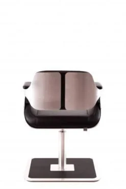 Interstuhl Bürostühle|Loungesessel 810S Silver Leder Premium Schwarz Gestell Metall Gebürstet