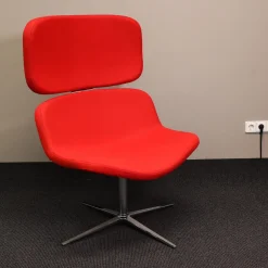 Wagner Living Loungesessel|Loungesessel W-Lounge Chair 3 Stoff Rot Kreuzfuß Chrom