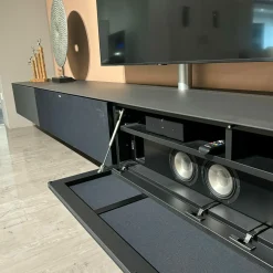 Spectral Smart Furniture Wohnwände & Tv-Lowboards|Lowboard Ameno Glas Shale Black Satiniert Und Textilgewebe Schwarz