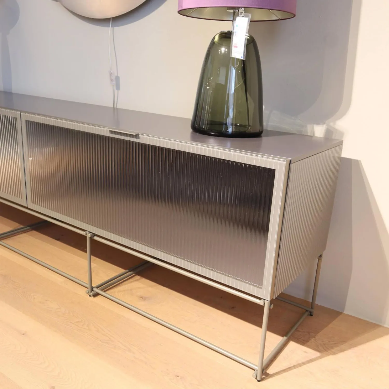 Ligne Roset Wohnwände & Tv-Lowboards|Lowboard Canaletto Klapptüren Klarglas K5 Korpus Lack Bleigrau Seidenmatt Grau