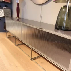 Ligne Roset Wohnwände & Tv-Lowboards|Lowboard Canaletto Klapptüren Klarglas K5 Korpus Lack Bleigrau Seidenmatt Grau