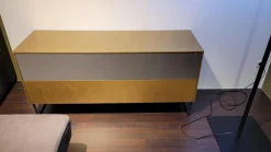 Sudbrock Wohnwände & Tv-Lowboards|Lowboard Gold Gebürstet Lochblechklappe Onyxgrau Füße Metall Schwarz