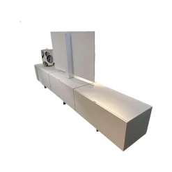 YOMEI Wohnwände & Tv-Lowboards|Lowboard Matrix Leder Weiß 13 Inklusive TV Einsatz Mit Kadelabdeckung