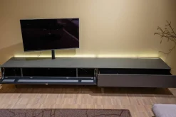 Spectral Smart Furniture Wohnwände & Tv-Lowboards|Lowboard Next Smart Lack Granit Grau Und Medienklappe Mit Akkustikstoff Grey Grau Deckenplatte Colour Glas Granit Grau Gestell Anthrazit Inklusive Beleuchtung Und Mediapaket
