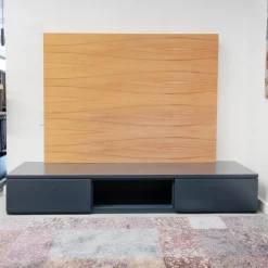 Würmseher Wohnwände & Tv-Lowboards|Lowboard Optima Lack Anthrazit 25 TV-Paneel Kernbuche Natur Lackiert