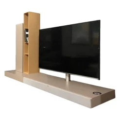 Spectral Smart Furniture Wohnwände & Tv-Lowboards|Medienmöbel Twenty Wandhängend Oberflächen Lack Matt Kieselstein Furnier Eiche Sand Stoff Silber