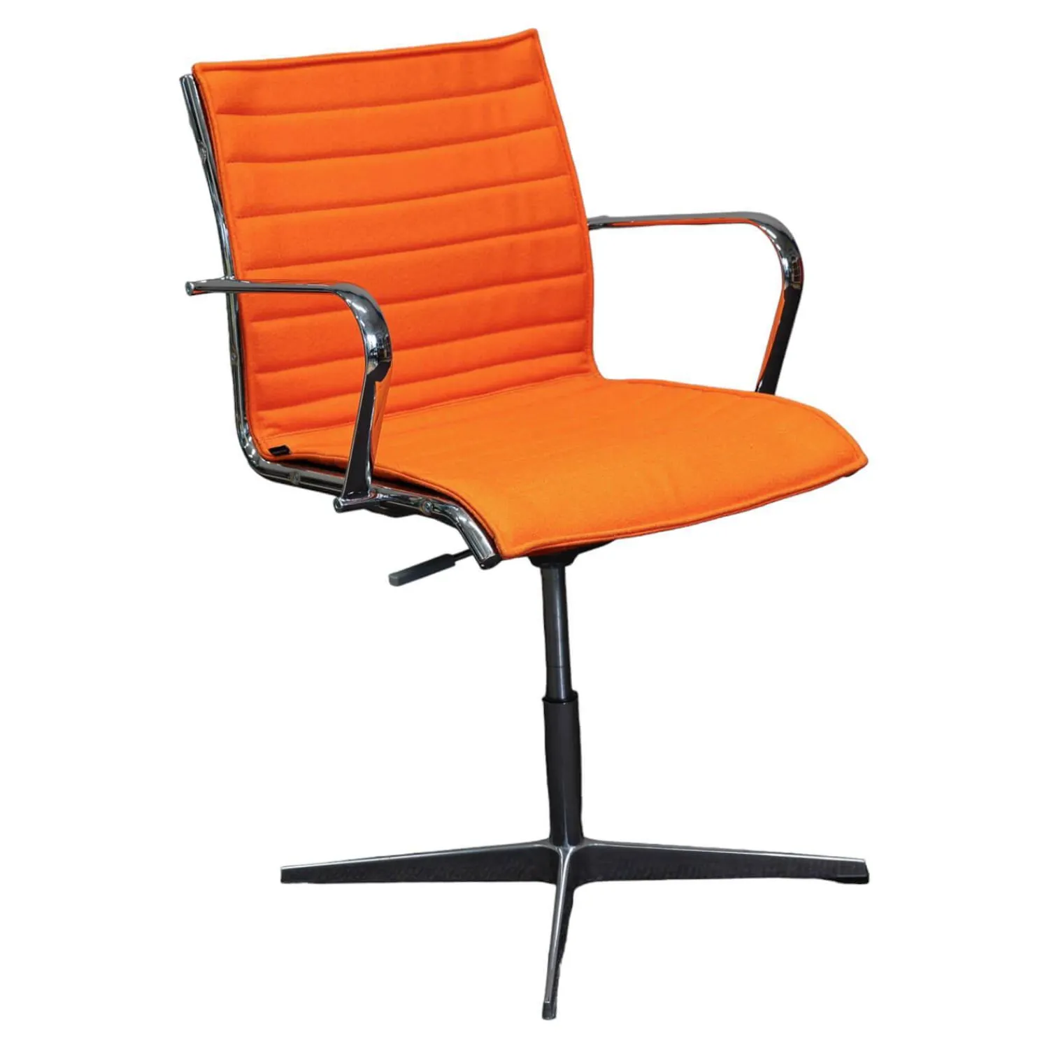 Quinti Einzelstühle|Mehrzweckstuhl Season Slim Naturleder Orange Kreuzfuß Chrom