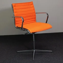 Quinti Einzelstühle|Mehrzweckstuhl Season Slim Naturleder Orange Kreuzfuß Chrom