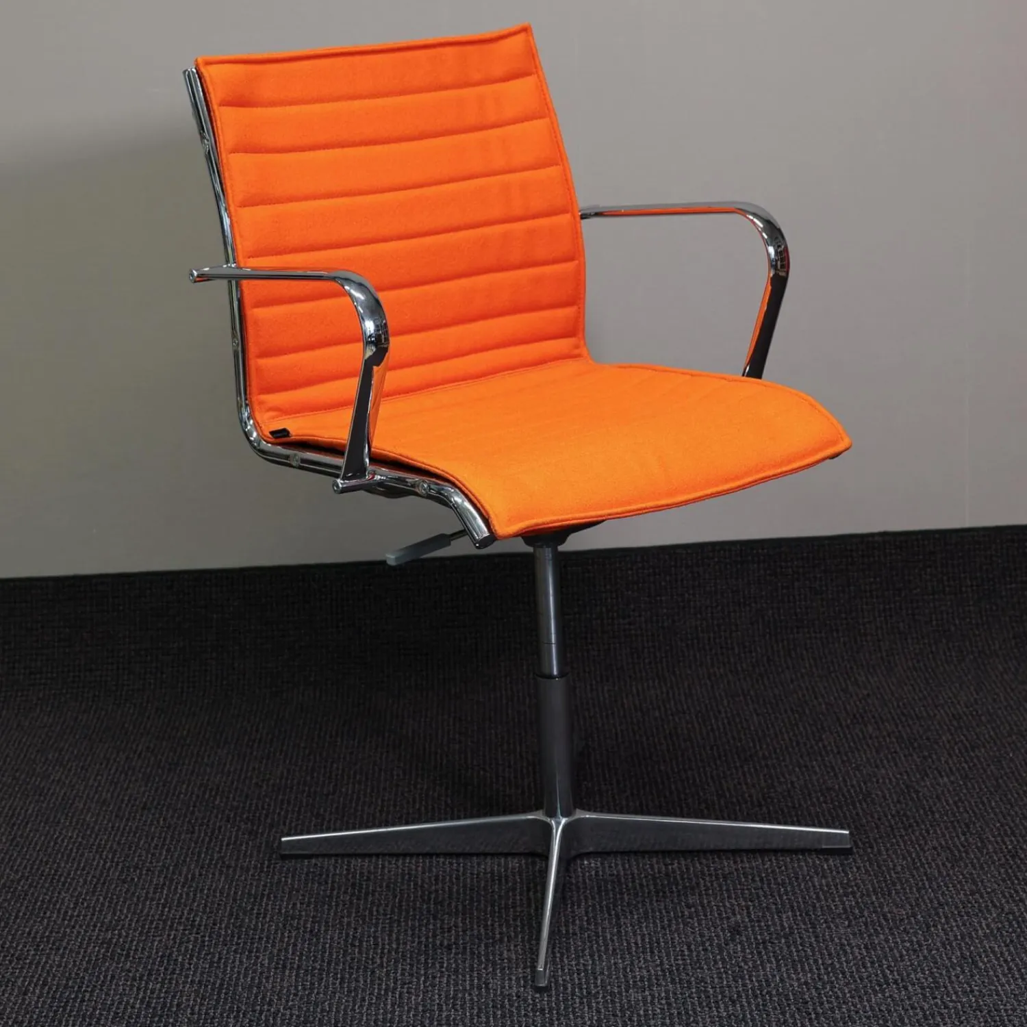 Quinti Einzelstühle|Mehrzweckstuhl Season Slim Naturleder Orange Kreuzfuß Chrom