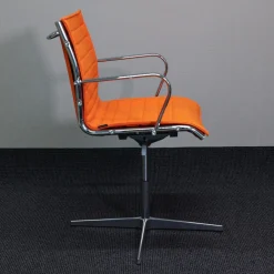 Quinti Einzelstühle|Mehrzweckstuhl Season Slim Naturleder Orange Kreuzfuß Chrom