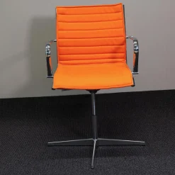 Quinti Einzelstühle|Mehrzweckstuhl Season Slim Naturleder Orange Kreuzfuß Chrom