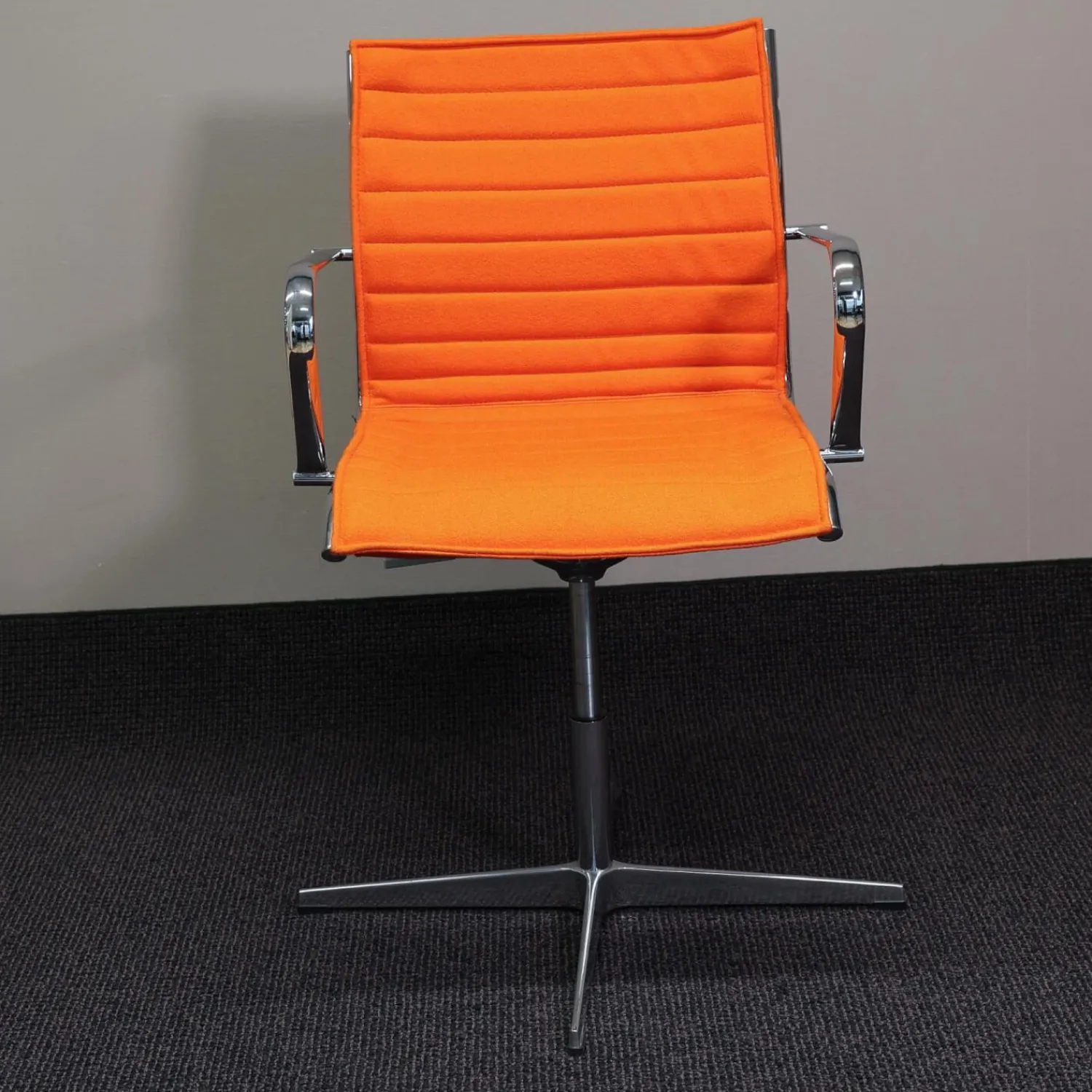 Quinti Einzelstühle|Mehrzweckstuhl Season Slim Naturleder Orange Kreuzfuß Chrom