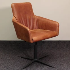 Wagner Living Einzelstühle|Mehrzweckstuhl W-Cube 1 Leder Braun V99 Gestell Aluminium Schwarz