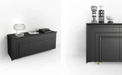 minottiitalia Kommoden & Sideboards|Anrichte Gessolina Anrichte MDF PU Lackiert Noir Schwarz