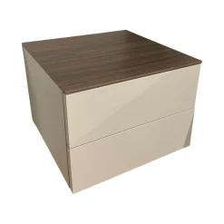 Novamobili Nachttische|Nachtkommode Living 2023 Lack Visone Matt Grau Innen Perla 46 Abdeckplatte 72 Noce