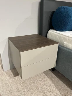 Novamobili Nachttische|Nachtkommode Living 2023 Lack Visone Matt Grau Innen Perla 46 Abdeckplatte 72 Noce
