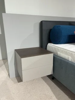 Novamobili Nachttische|Nachtkommode Living 2023 Lack Visone Matt Grau Innen Perla 46 Abdeckplatte 72 Noce