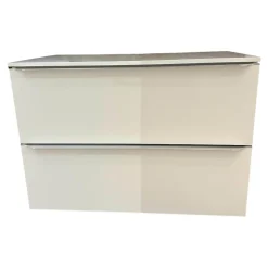 Interlübke Nachttische|Nachttisch Cube Lack Kristallweiß M02 Griffleiste Alufarben 019