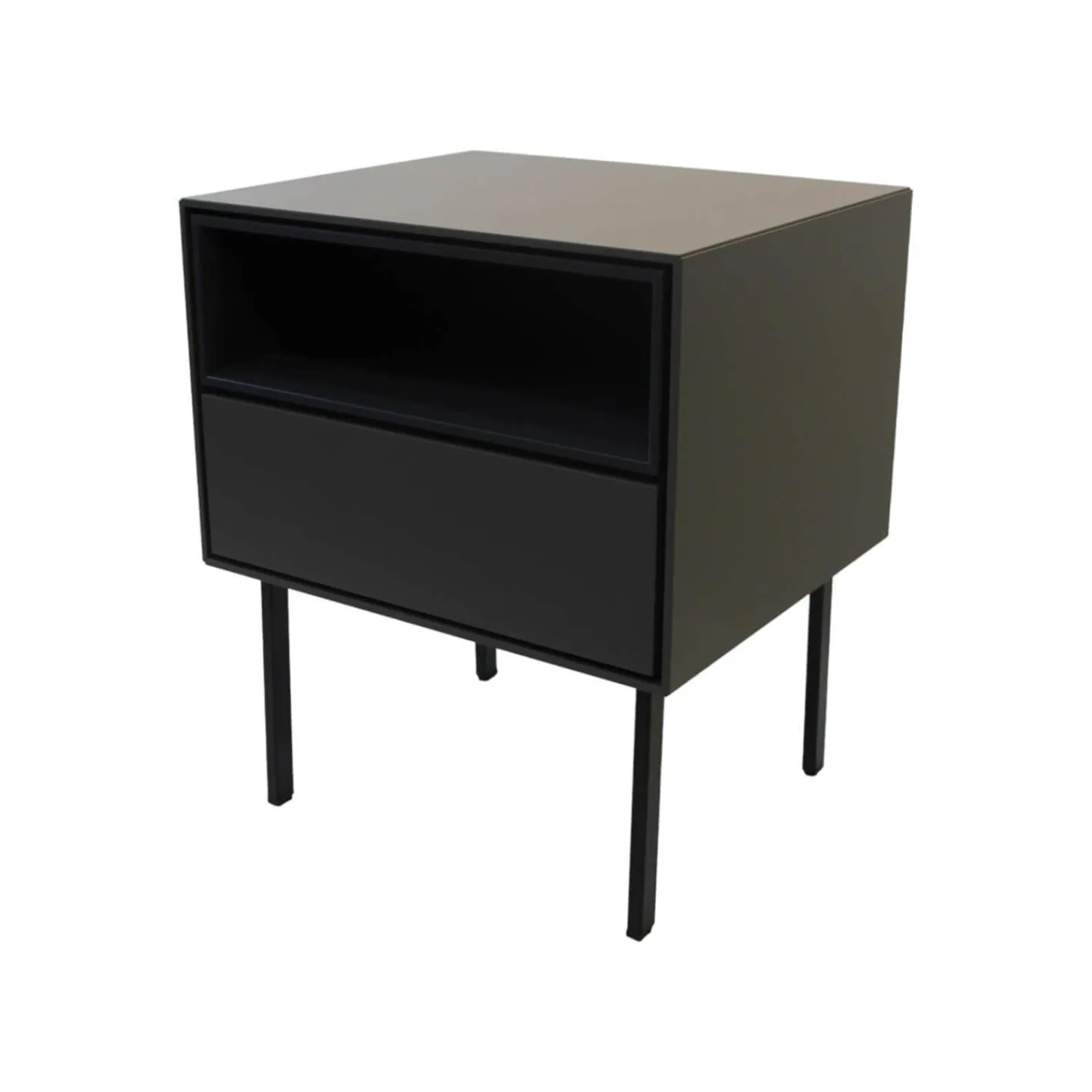 Schönbuch Nachttische|Nachttisch Holz Front 66 Granit Grau Nische 51 Nachtblau