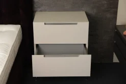 Interlübke Nachttische|Nachttisch Mell Mattlack M17 Sand Beige Weiß Gestell Chrom Mit 2 Schubladen