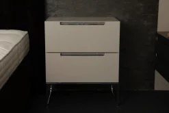 Interlübke Nachttische|Nachttisch Mell Mattlack M17 Sand Beige Weiß Gestell Chrom Mit 2 Schubladen
