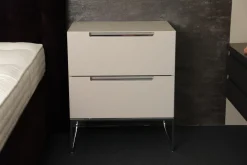 Interlübke Nachttische|Nachttisch Mell Mattlack M17 Sand Beige Weiß Gestell Chrom Mit 2 Schubladen