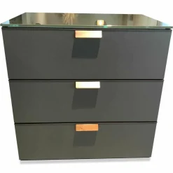 Hülsta Nachttische|Nachttisch Multi Varis Nussbaum Abdeckplatte Glas