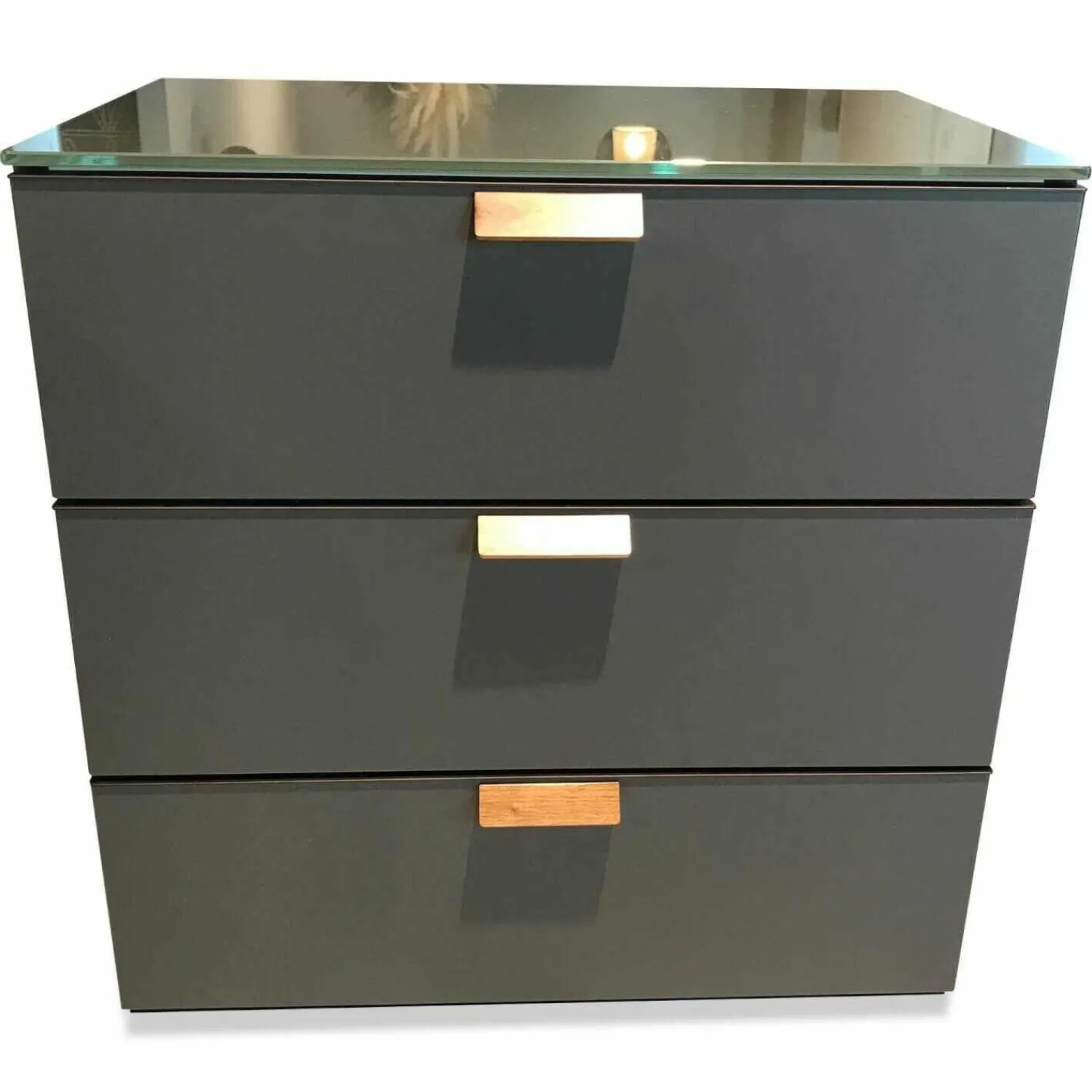 Hülsta Nachttische|Nachttisch Multi Varis Nussbaum Abdeckplatte Glas