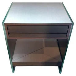 Swissflex Beistelltische|Nachttisch SF Eiche Anthrazit Glas Mit Schubkasten und Ablageboard