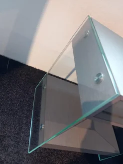 Swissflex Beistelltische|Nachttisch SF Eiche Anthrazit Glas Mit Schubkasten und Ablageboard