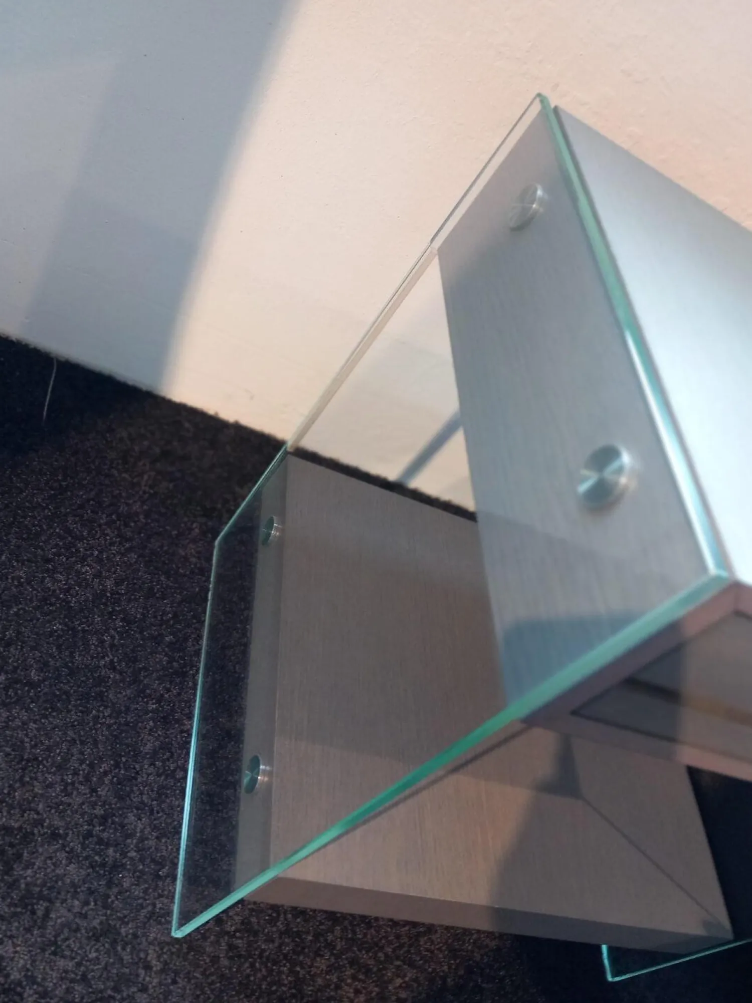 Swissflex Beistelltische|Nachttisch SF Eiche Anthrazit Glas Mit Schubkasten und Ablageboard