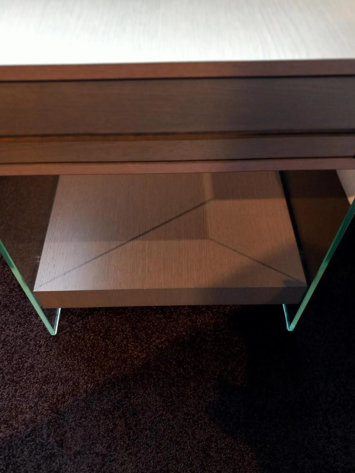 Swissflex Beistelltische|Nachttisch SF Eiche Anthrazit Glas Mit Schubkasten und Ablageboard