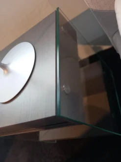 Swissflex Beistelltische|Nachttisch SF Eiche Anthrazit Glas Mit Schubkasten und Ablageboard