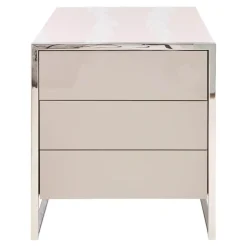 YOMEI Nachttische|Nachttisch Smart Pantex Taupe Gestell Edelstahl Poliert