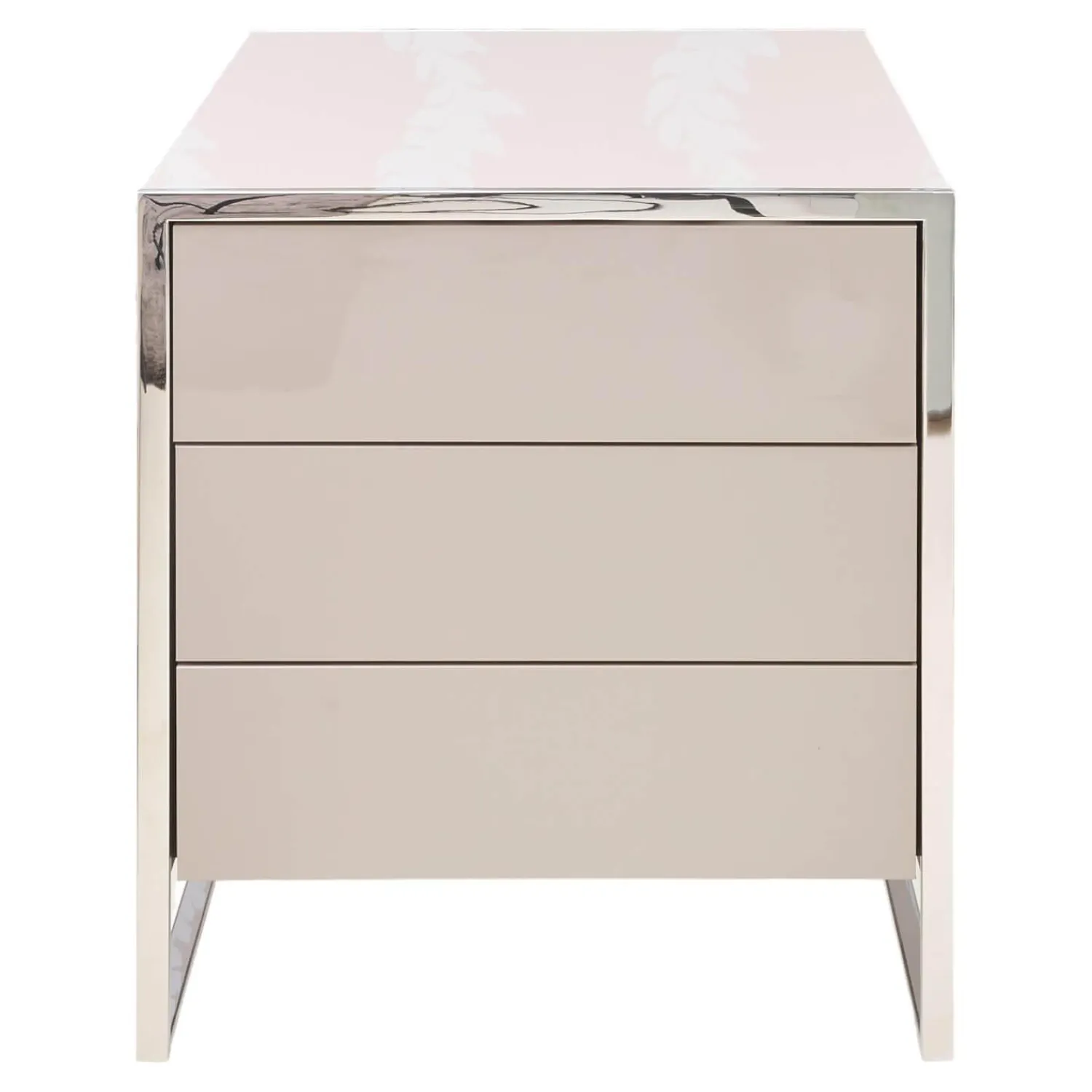 YOMEI Nachttische|Nachttisch Smart Pantex Taupe Gestell Edelstahl Poliert