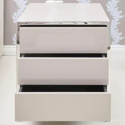 YOMEI Nachttische|Nachttisch Smart Pantex Taupe Gestell Edelstahl Poliert