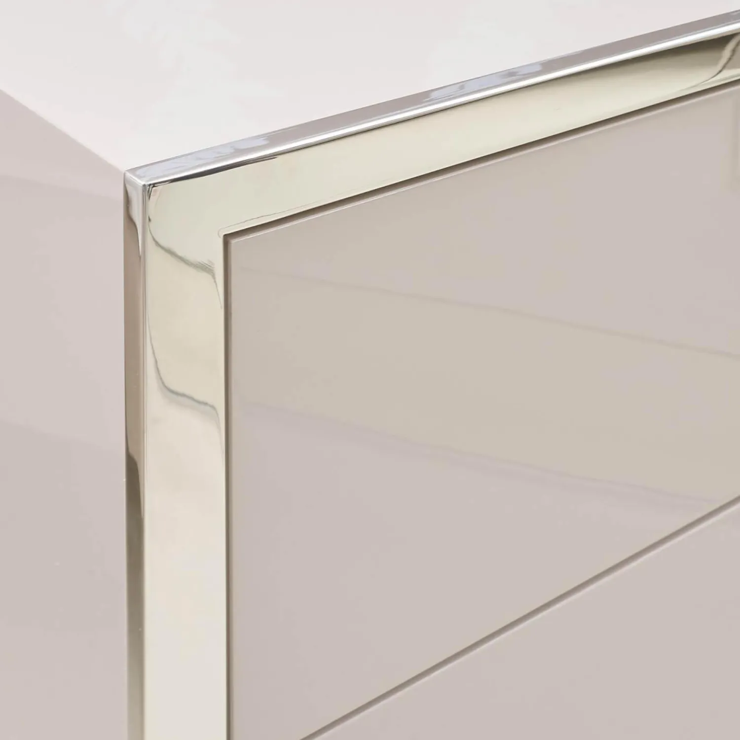 YOMEI Nachttische|Nachttisch Smart Pantex Taupe Gestell Edelstahl Poliert