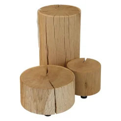 Team 7 Beistelltische|Naturholzzylinder Eiche Silber Dreiteilig